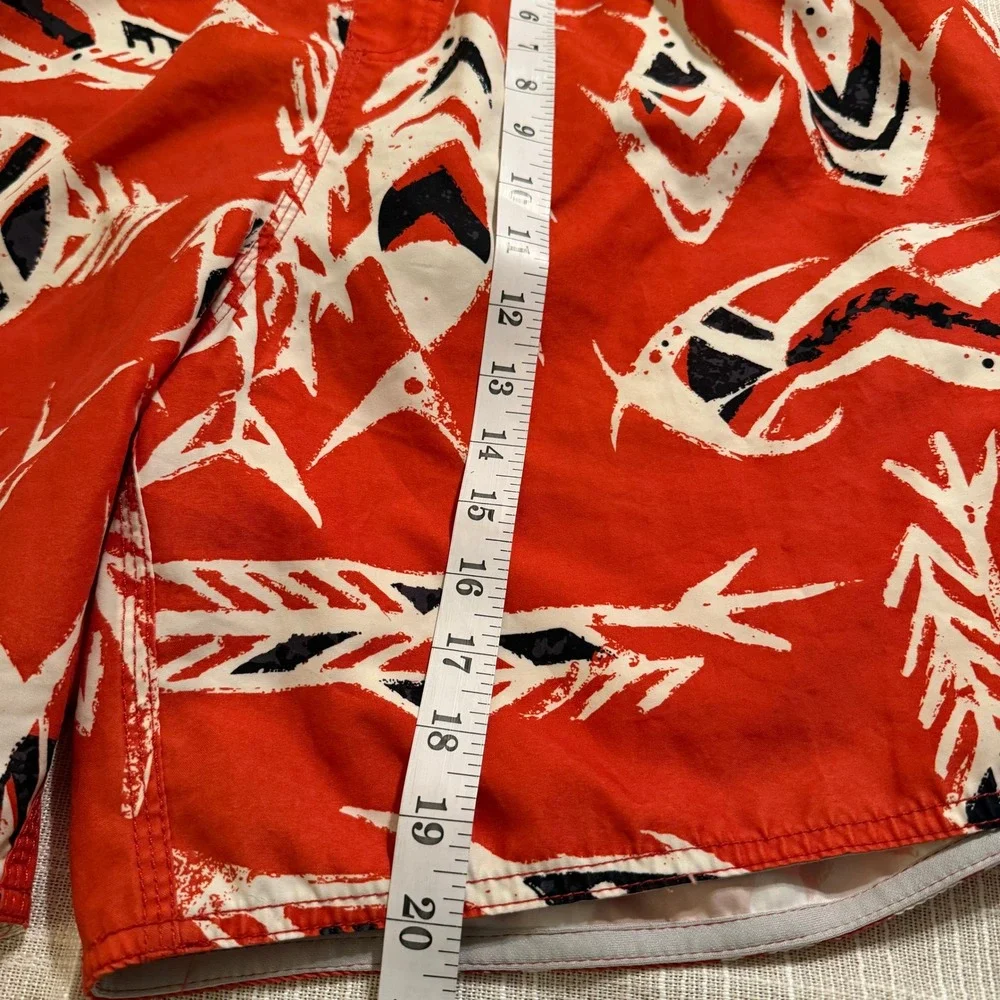 Quiksilver Mens Orange Tribal Fish Print‎ Swim Trunks Board Shorts XL 1502443